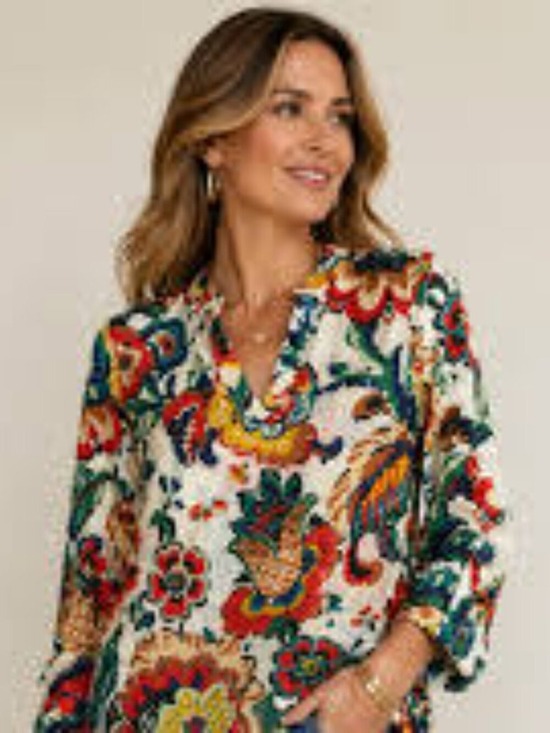 Tory Burch Tops - Tory Burch Floral Long-Sleeve Cotton Top Blouse size 2